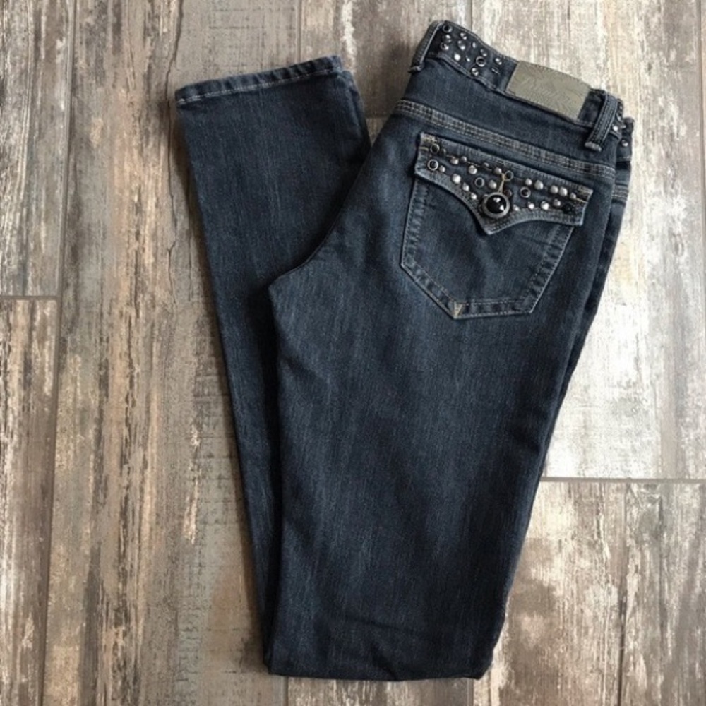 PREMIER bling flap back pocket stretch skinny jeans size 3/4 - Picture 9 of 9